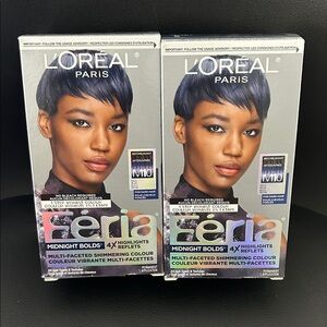 NEW bundle of two L'Oreal Paris Feria Midnight Bolds Hair Color - Vibrant Blue
